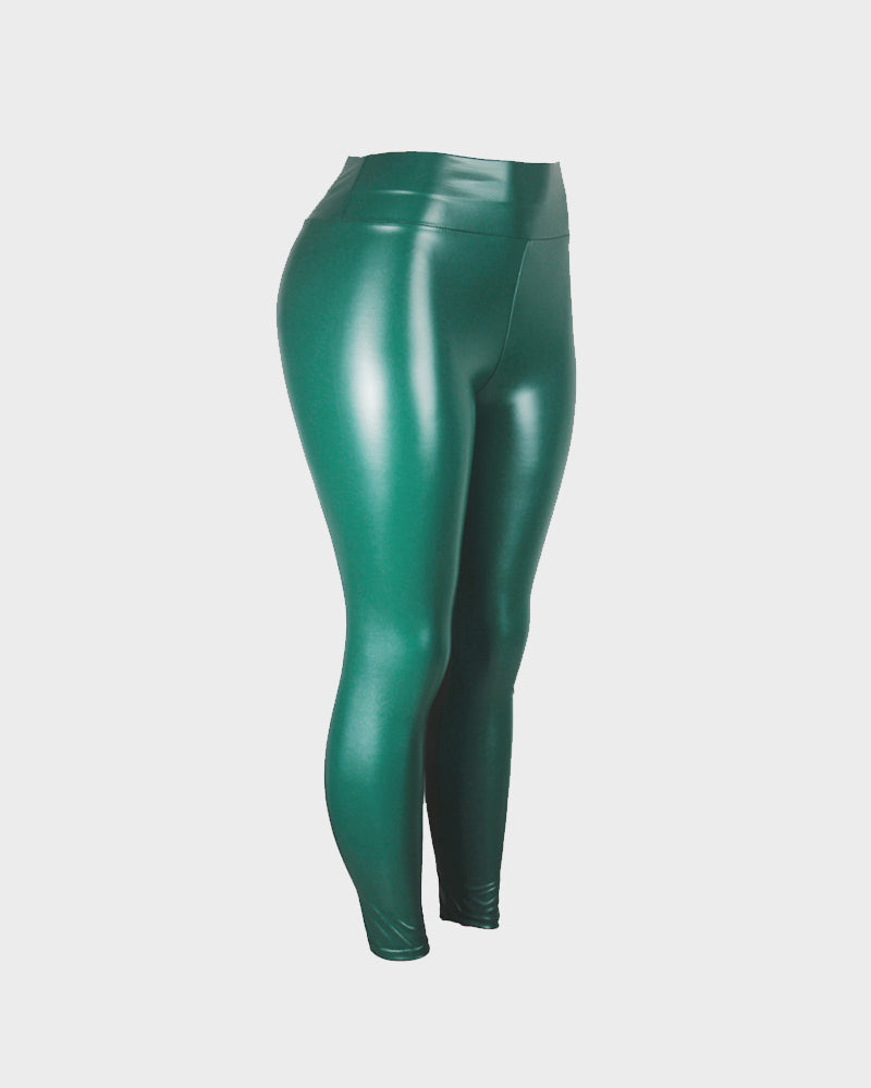 High-Waist Faux Leather Leggings - view 19