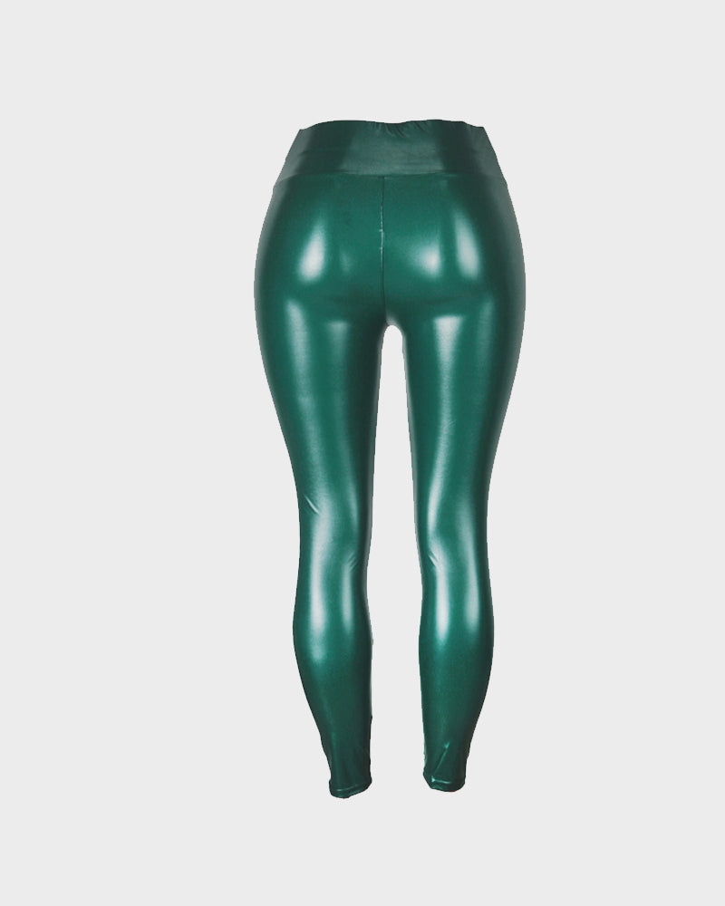 High-Waist Faux Leather Leggings - view 20