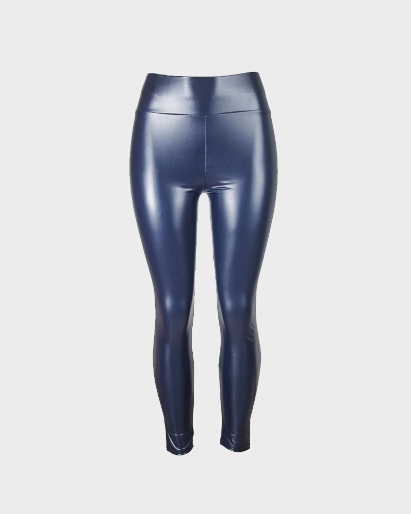 High-Waist Faux Leather Leggings - view 21