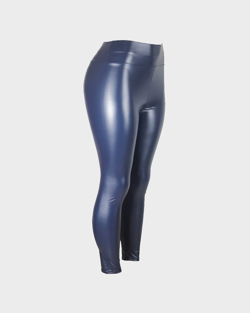 High-Waist Faux Leather Leggings - view 22