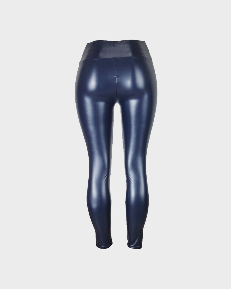 High-Waist Faux Leather Leggings - view 23