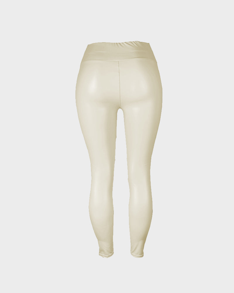 High-Waist Faux Leather Leggings - view 29