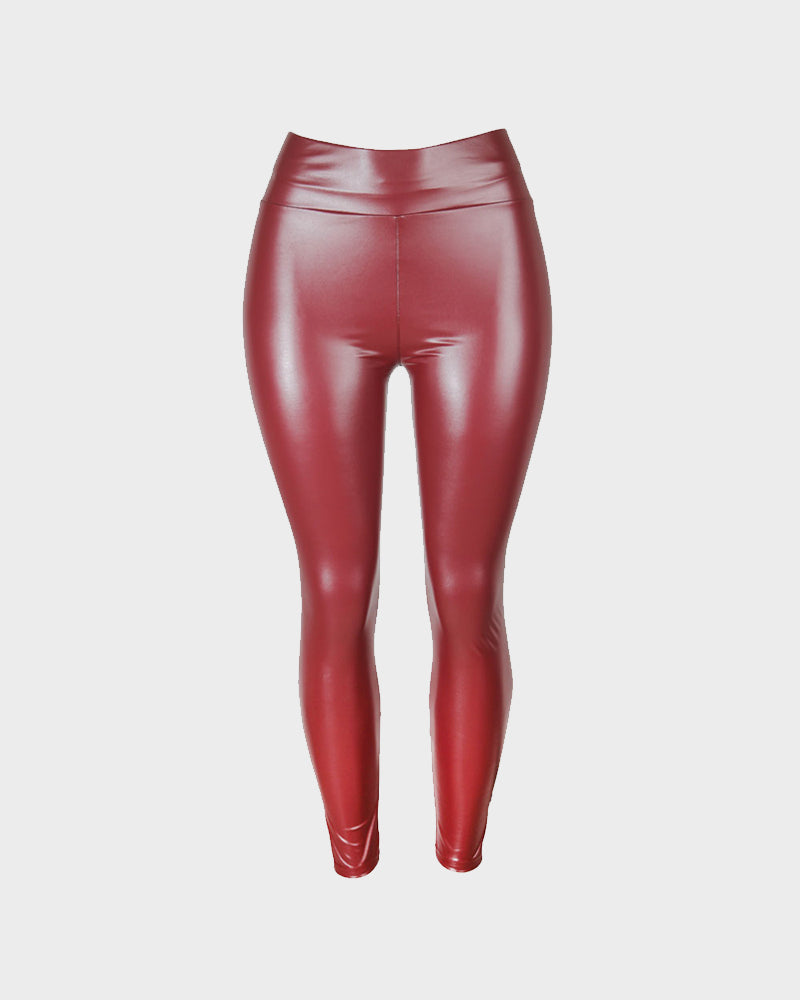 High-Waist Faux Leather Leggings - view 24