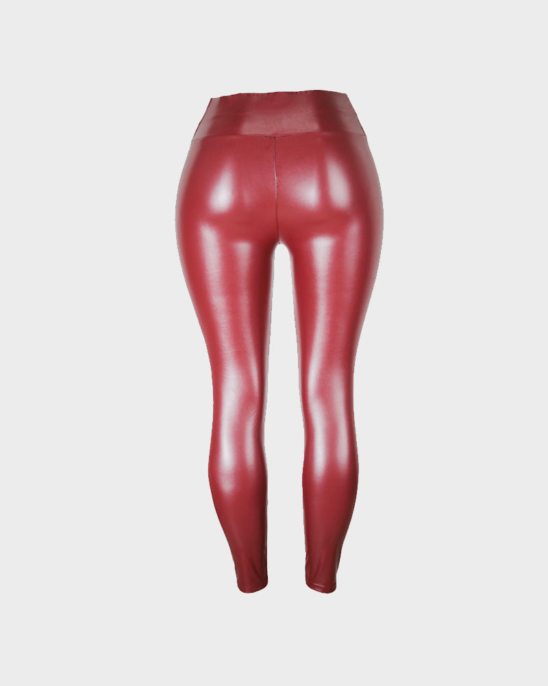 High-Waist Faux Leather Leggings - view 26