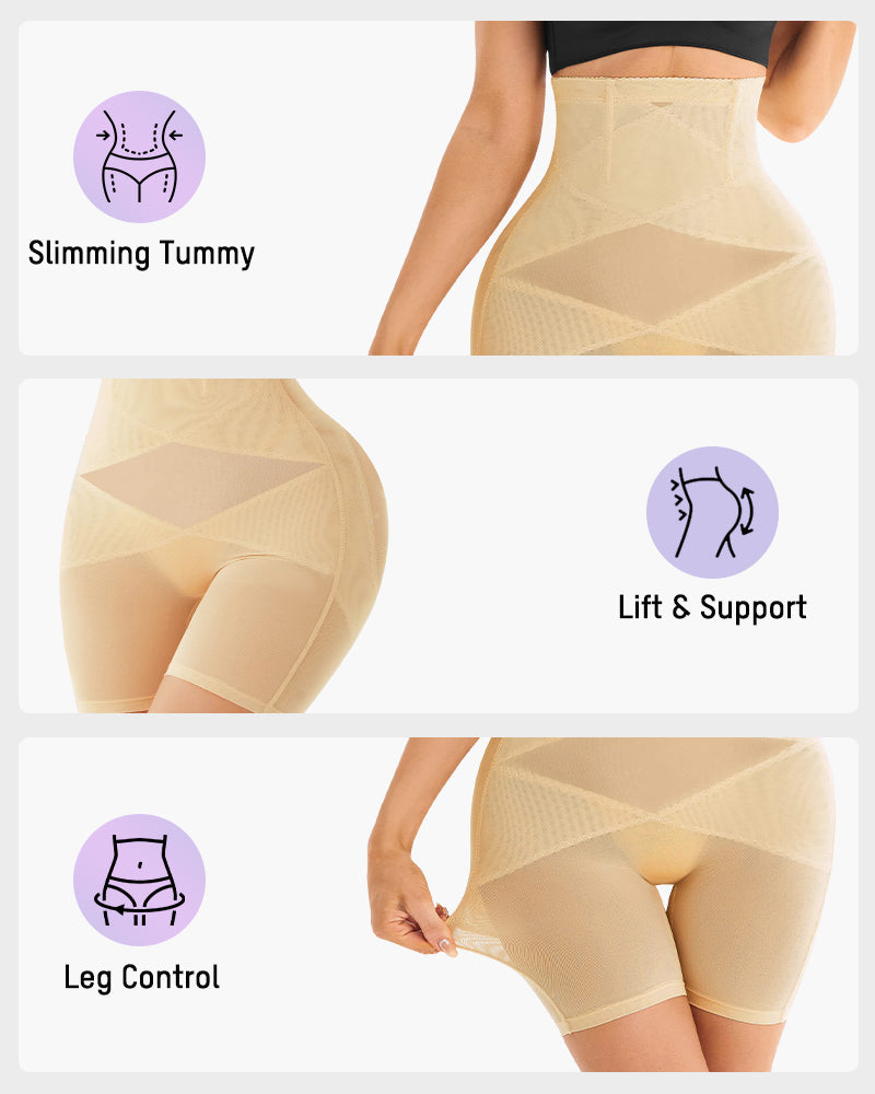 High-Waist Mesh Tummy Control Shapewear Shorts - view 9