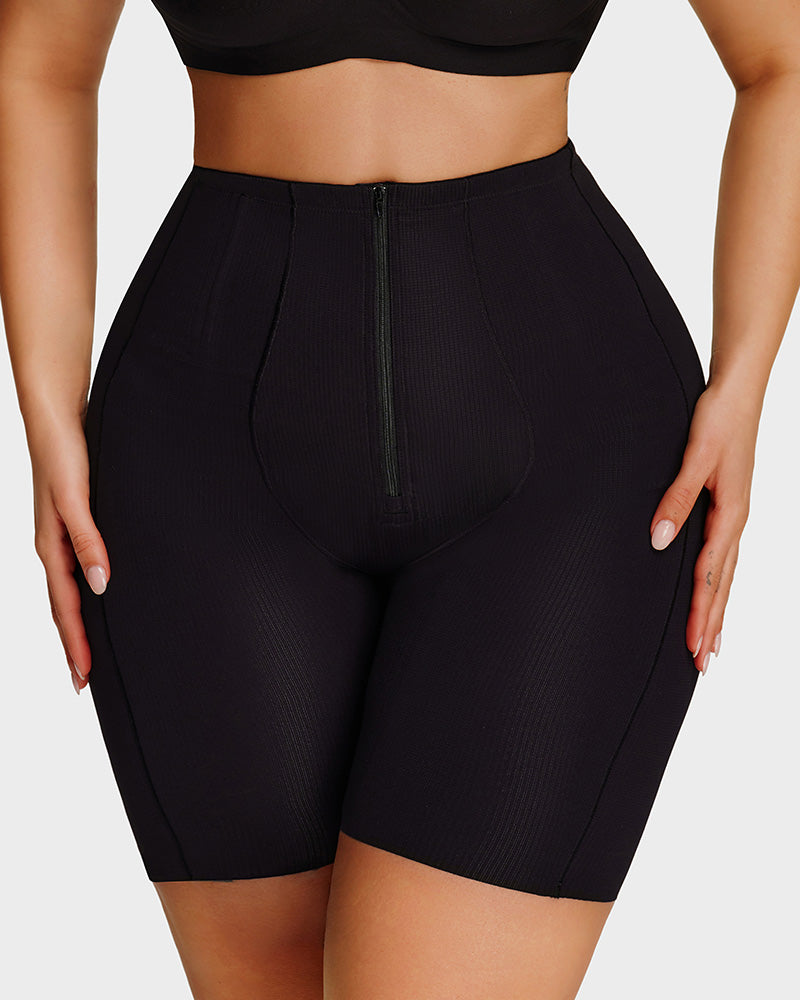 High-Waist Zip-Up Shaping Shorts - view 14