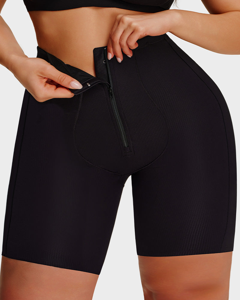 High-Waist Zip-Up Shaping Shorts - view 10