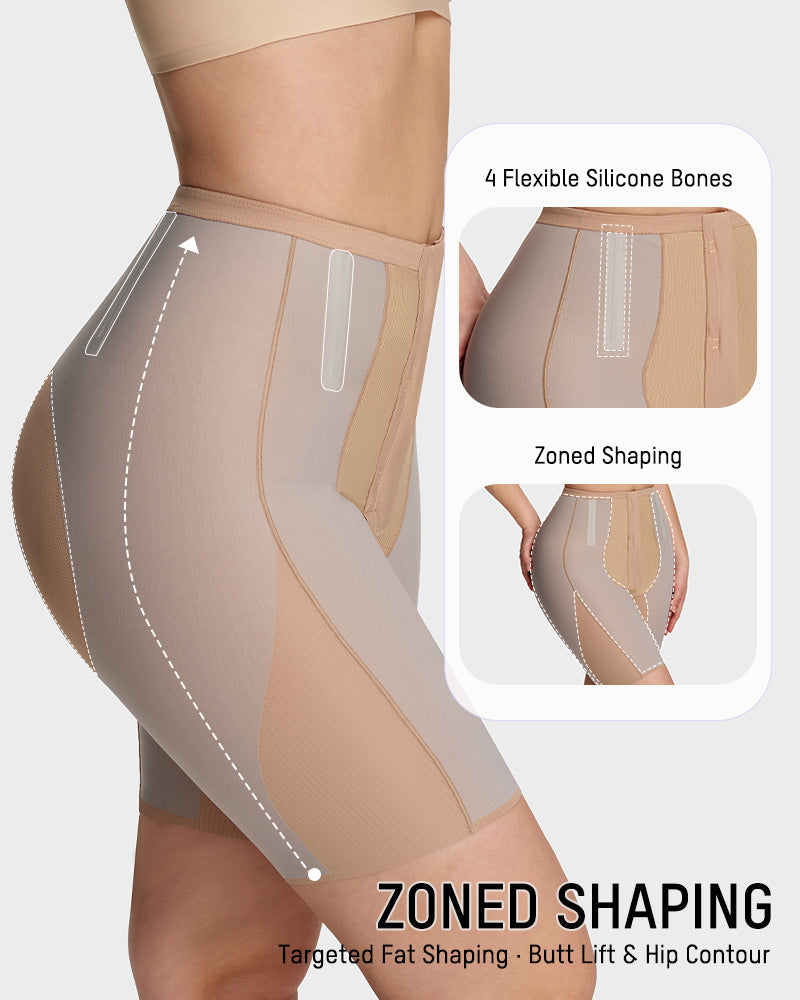 High-Waist Zip-Up Shaping Shorts - view 4