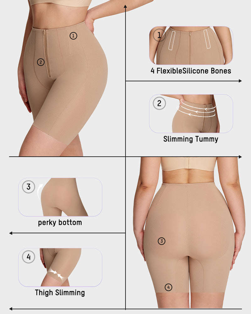 High-Waist Zip-Up Shaping Shorts - view 5