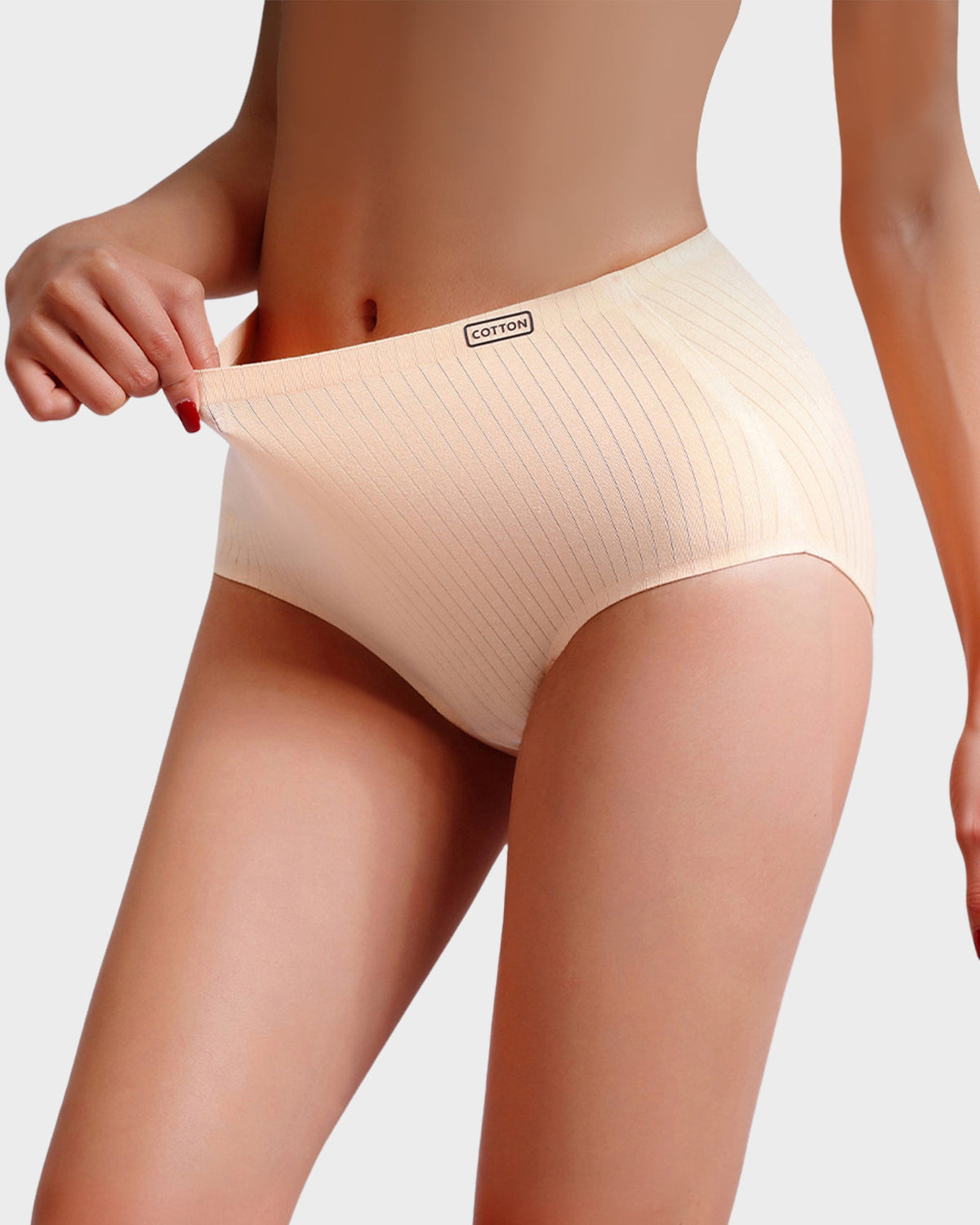 High-Waisted Cotton Seamless Lifting Briefs (4 Pack) - view 3