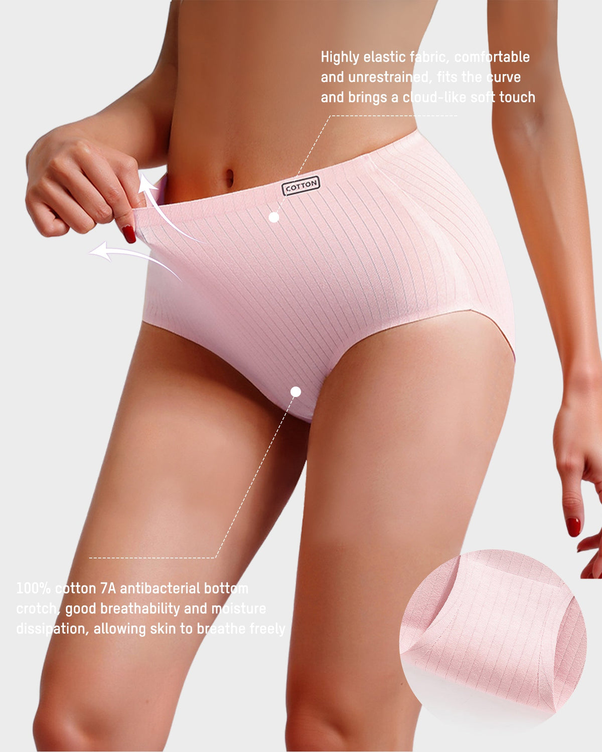High-Waisted Cotton Seamless Lifting Briefs (4 Pack) - view 5