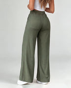 High-Waisted Drawstring Wide-Leg Pants - view 3