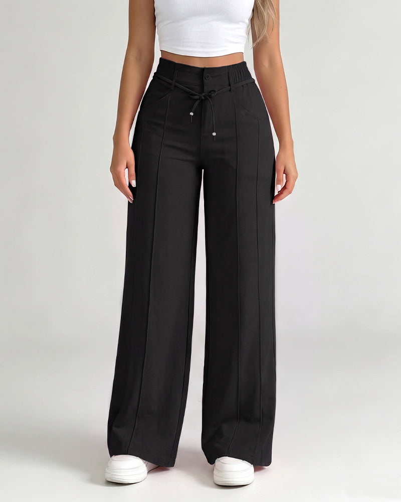 High-Waisted Drawstring Wide-Leg Pants - view 9