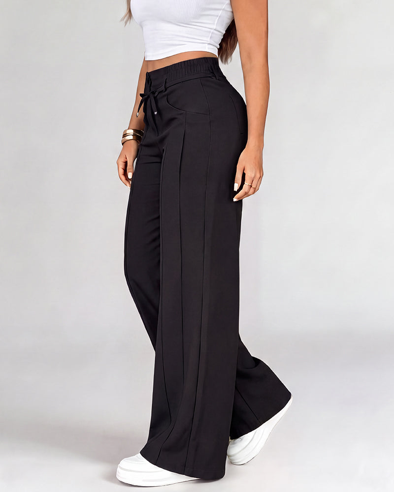 High-Waisted Drawstring Wide-Leg Pants - view 10