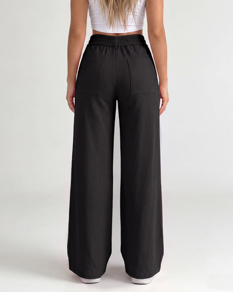 High-Waisted Drawstring Wide-Leg Pants - view 11