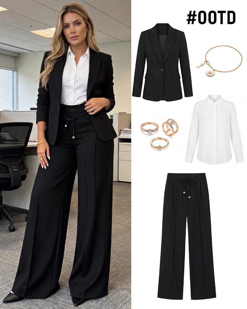 High-Waisted Drawstring Wide-Leg Pants - view 12
