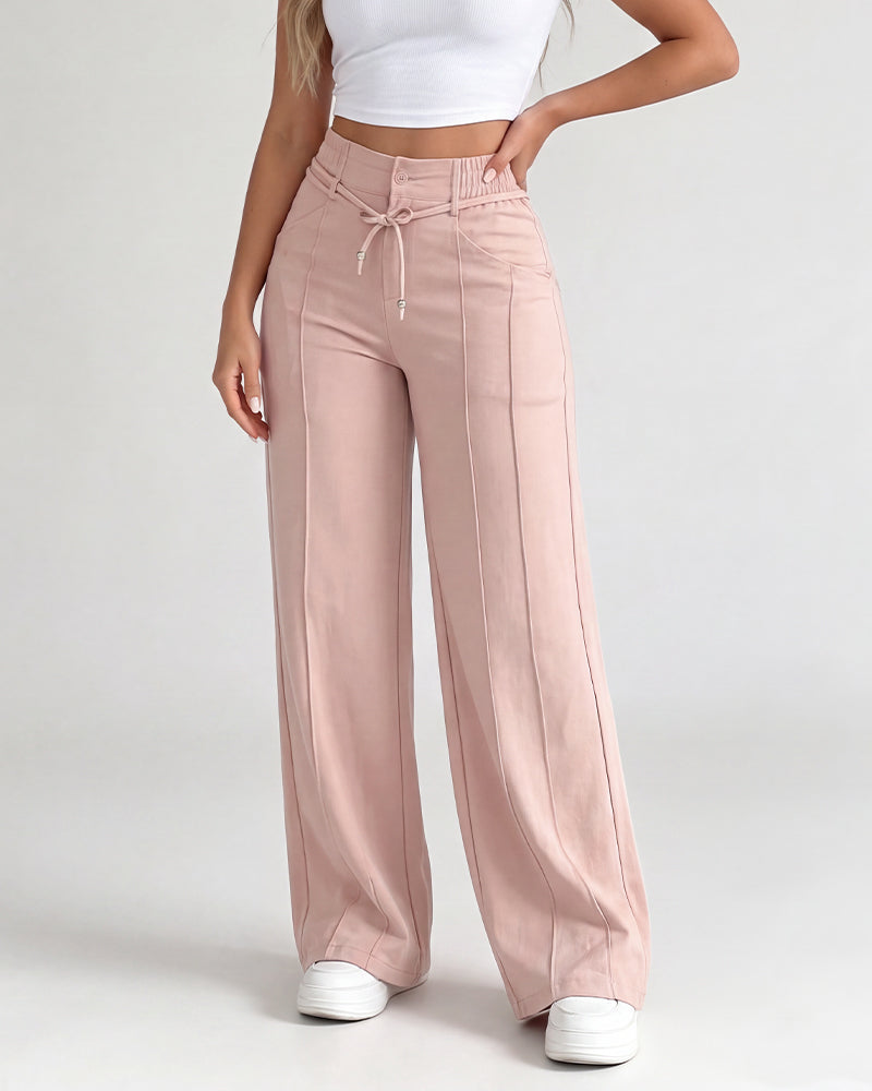 High-Waisted Drawstring Wide-Leg Pants - view 5