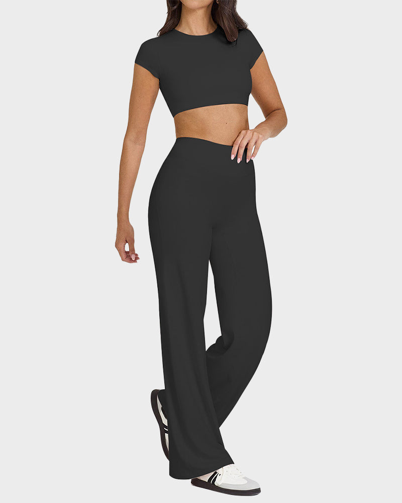 High-Waisted Elastic Wide-Leg Lounge Yoga Pants - view 5