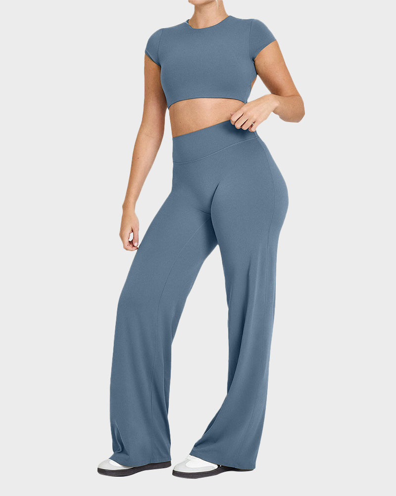 High-Waisted Elastic Wide-Leg Lounge Yoga Pants - view 4