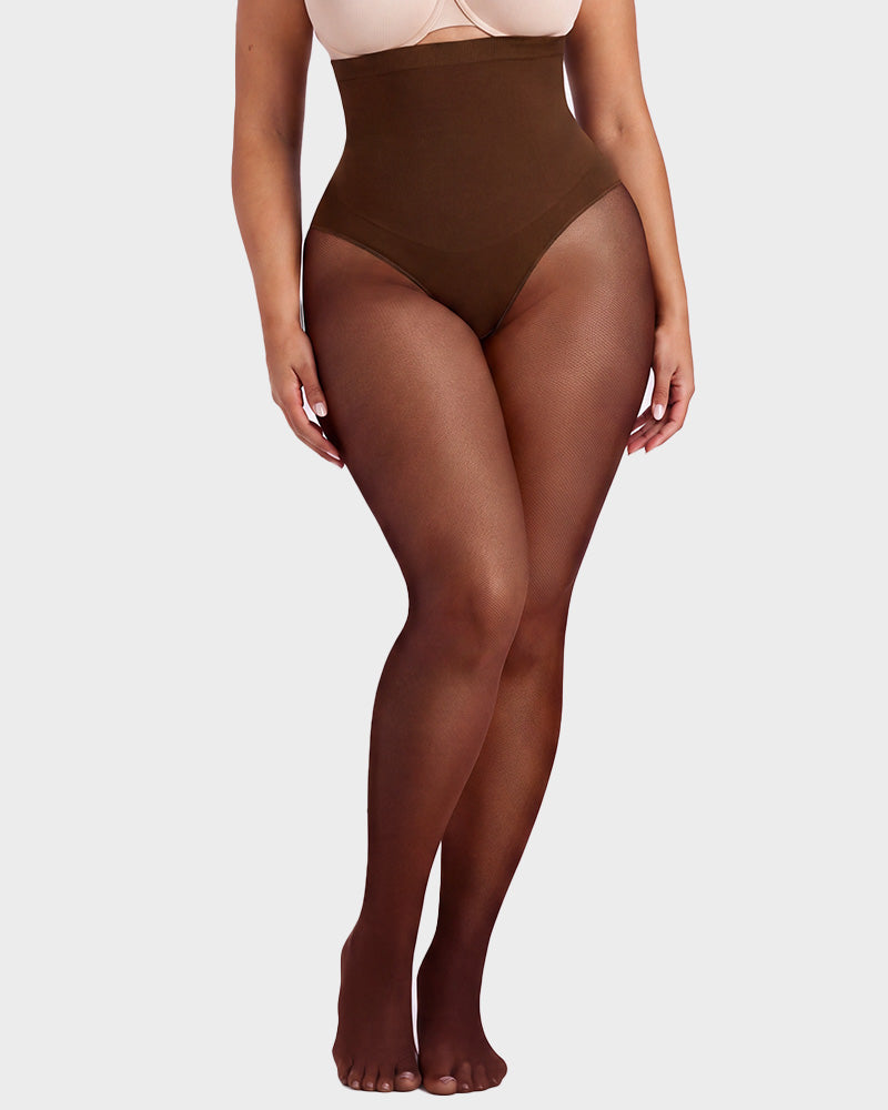 High-Waisted Floral Lace Shaping Tights - view 18