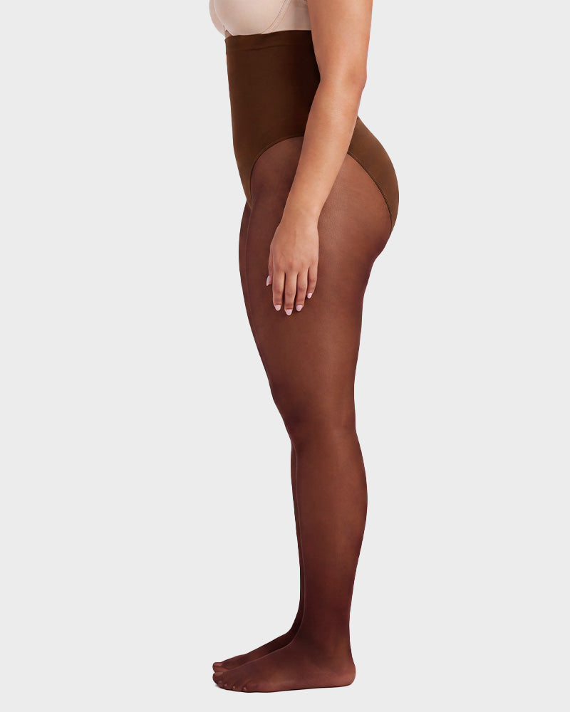 High-Waisted Floral Lace Shaping Tights - view 19