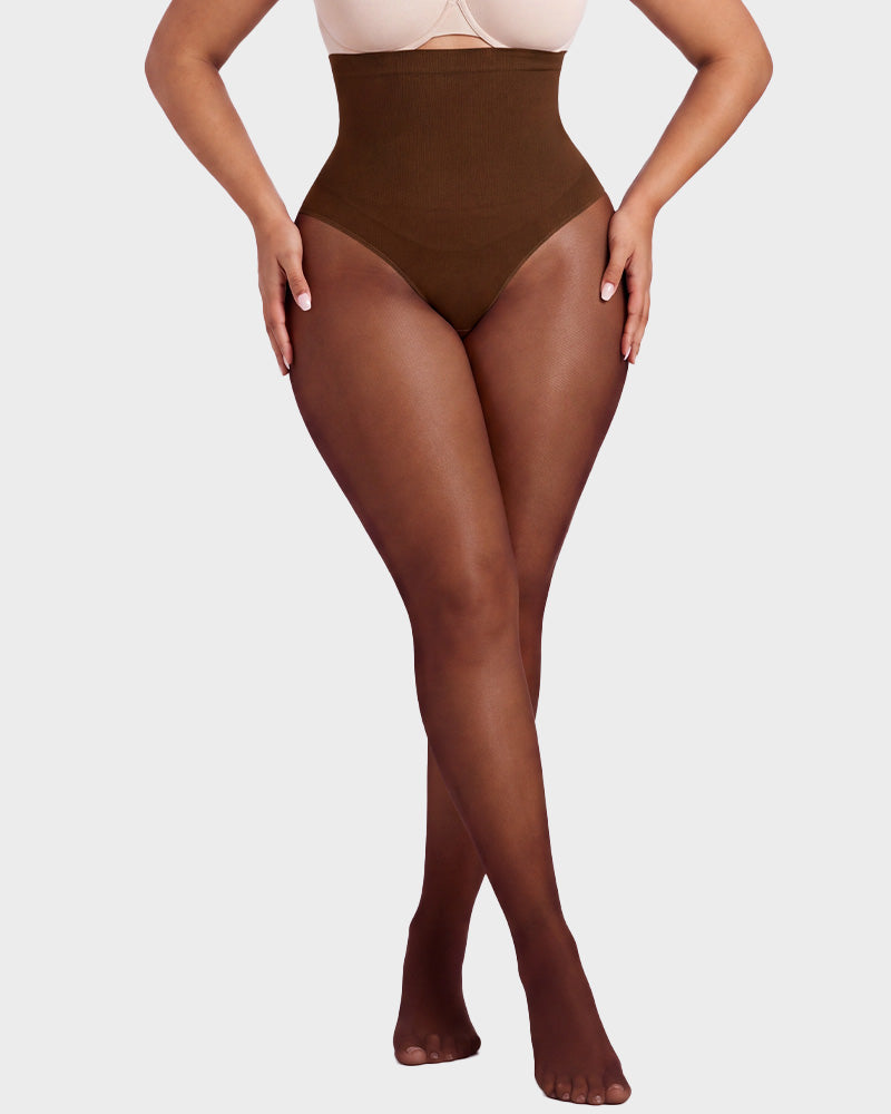 High-Waisted Floral Lace Shaping Tights - view 17