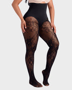 High-Waisted Floral Lace Shaping Tights - view 10