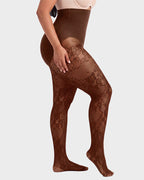 High-Waisted Floral Lace Shaping Tights - view 13