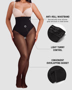 High-Waisted Floral Lace Shaping Tights - view 7