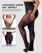 High-Waisted Floral Lace Shaping Tights - view 3