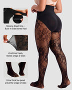 High-Waisted Floral Lace Shaping Tights - view 4