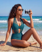 High-Waisted Tummy Control Mesh Bikini Set - view 25