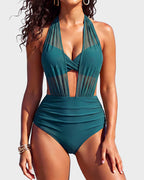 High-Waisted Tummy Control Mesh Bikini Set - view 35