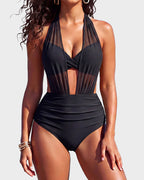 High-Waisted Tummy Control Mesh Bikini Set - view 33