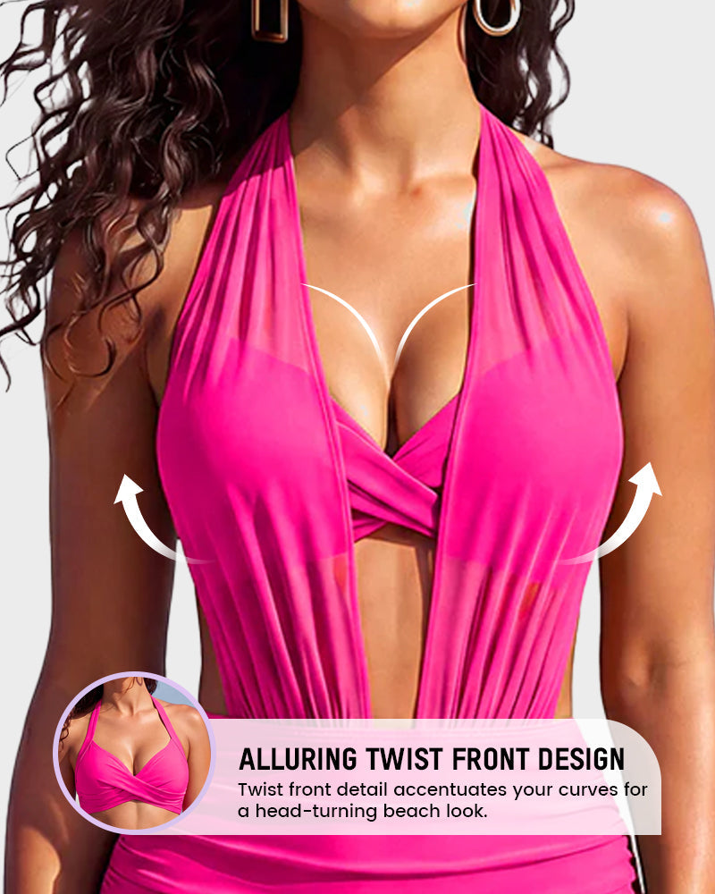 High-Waisted Tummy Control Mesh Bikini Set - view 3