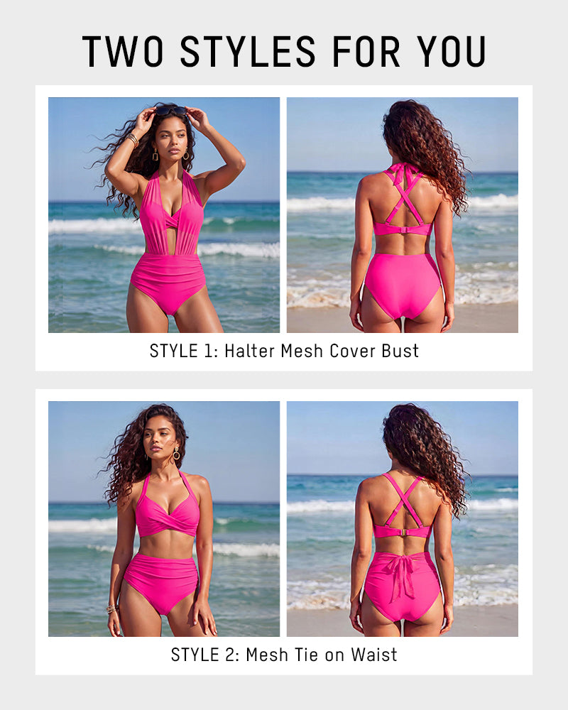 High-Waisted Tummy Control Mesh Bikini Set - view 4
