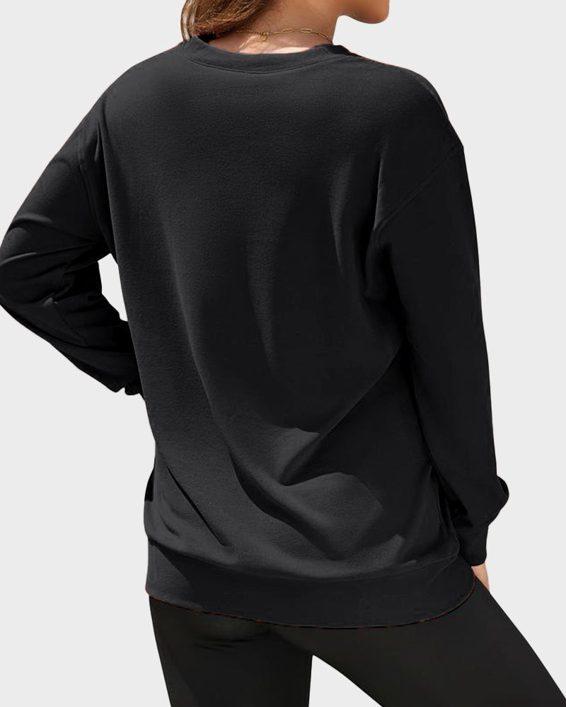 Hoodless Oversized Fleece V-Neck Sweatshirt Top - view 3