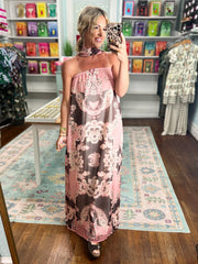 Blushing Baroque Strapless Maxi Dress - Pink