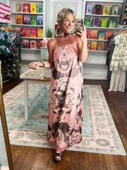 Blushing Baroque Strapless Maxi Dress - Pink