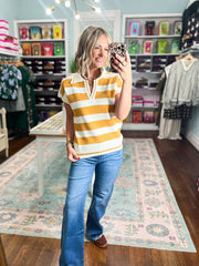 By Chance Striped Sweater Top - Mustard
