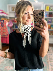 Printed Scarf - Ivory/Polka Dot