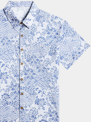 Men’s Vintage Boho Printed Cotton Cool Comfort Beach Party Holiday Short Sleeve Shirt