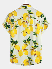 Men's Lemon Print Short Sleeve Hawaiian Shirt