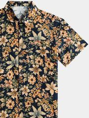 Men’s Floral Short Sleeve Button Down Breathable Cool Resort Summer Shirt