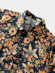 Men’s Floral Short Sleeve Button Down Breathable Cool Resort Summer Shirt