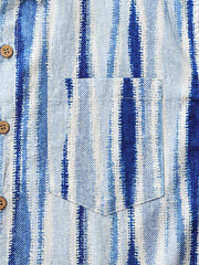 Men’s Retro Tie Dye Vertical Striped Cotton Breathable Cool Resort Vacation Short Sleeve Shirt