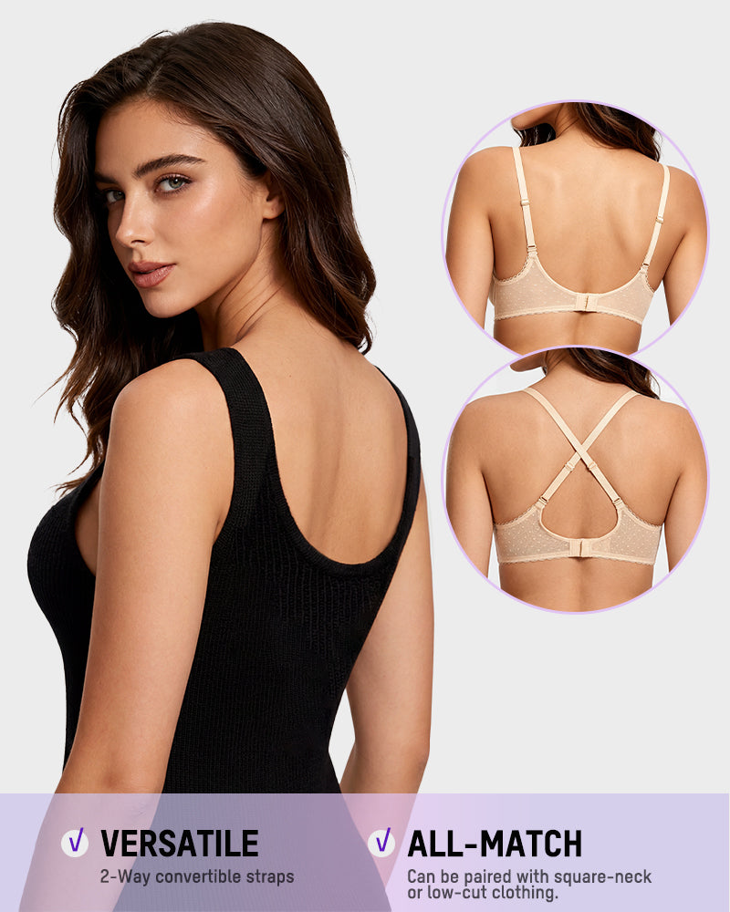 Lace Underwire Unlined Sheer Demi Balconette Bra - view 4