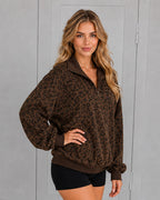 Leopard-Print Half-Zip Oversized Pullover - view 3