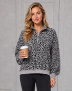 Leopard-Print Half-Zip Oversized Pullover - view 12