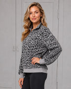 Leopard-Print Half-Zip Oversized Pullover - view 13